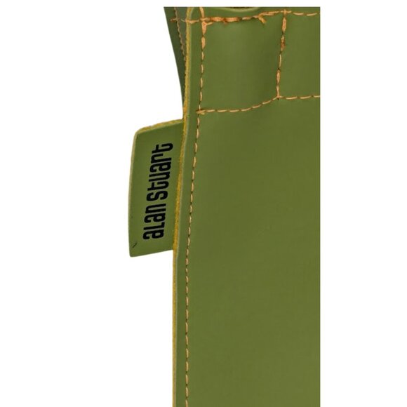 Mod Minimalist Vinyl Tote Bag Alan Stuart New York Green Structured Shoulder Bag - Picture 6 of 11